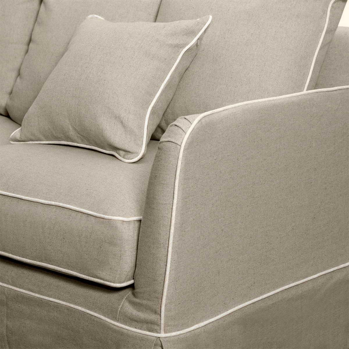 Noosa Hamptons 2 Seat Sofa Natural W/White Piping, W 170cm D 91cm H 80cm (RRP $2279) - Image 8