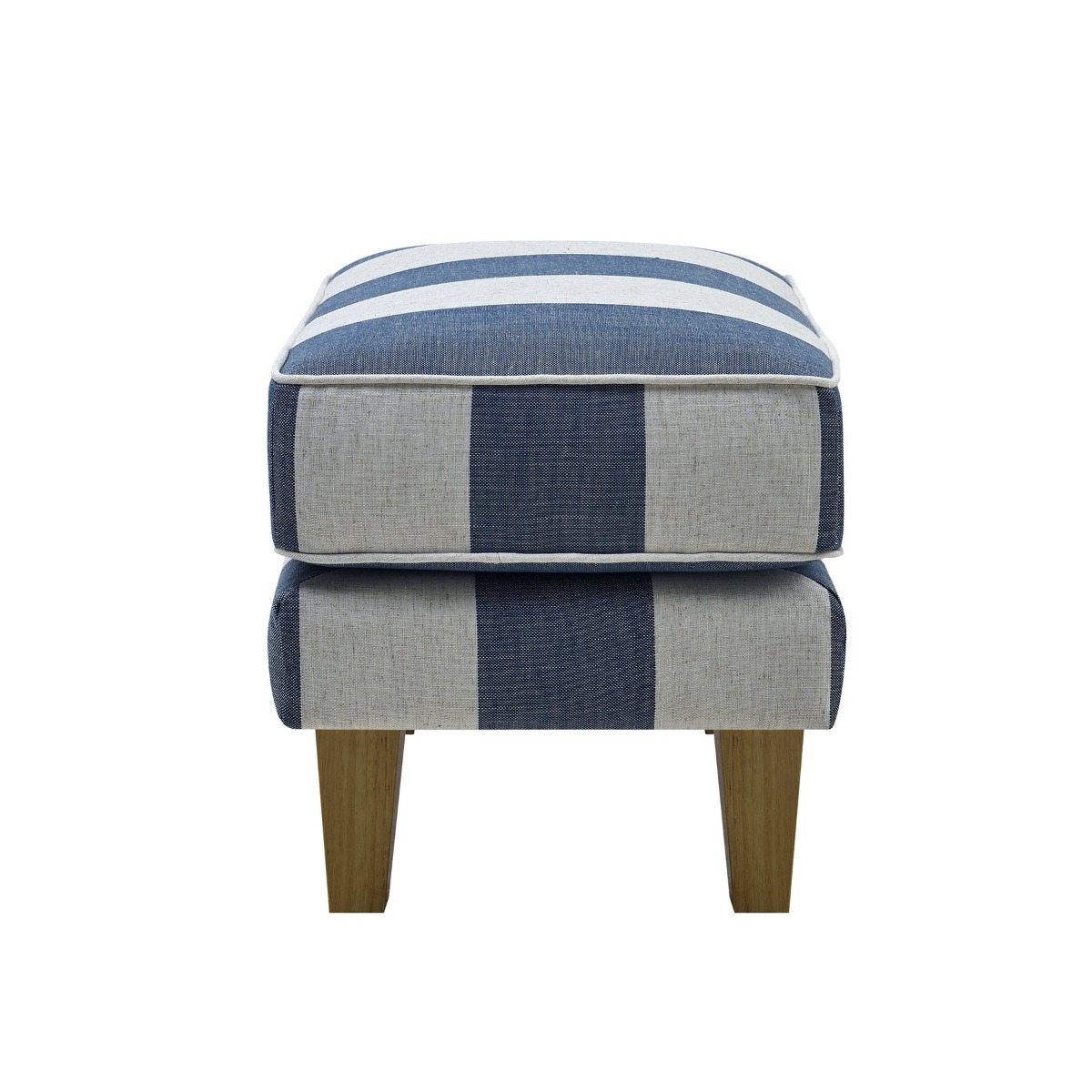Bondi Hamptons Ottoman Denim/Cream Stripe, W 60cm D 40cm H 40cm (RRP $499) - Image 4