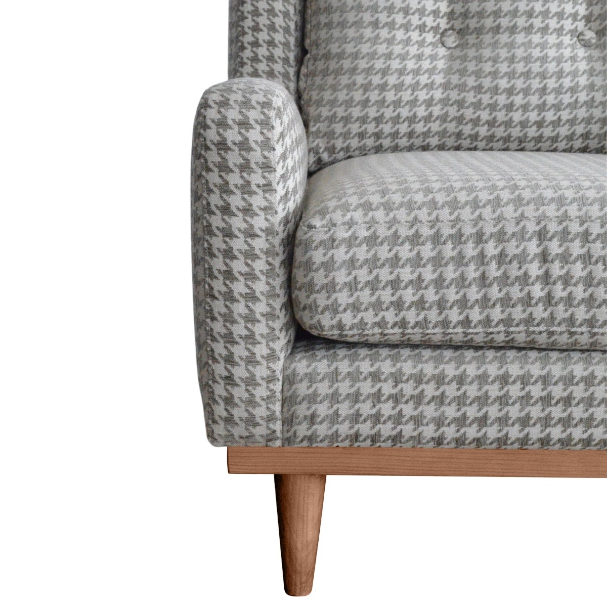 Evie Button Tuffed 3 Seat Sofa Forest Green Velvet W/ Bolster Cushions Taupe, W 78cm D 90cm H 90cm (RRP $1195) - Image 2
