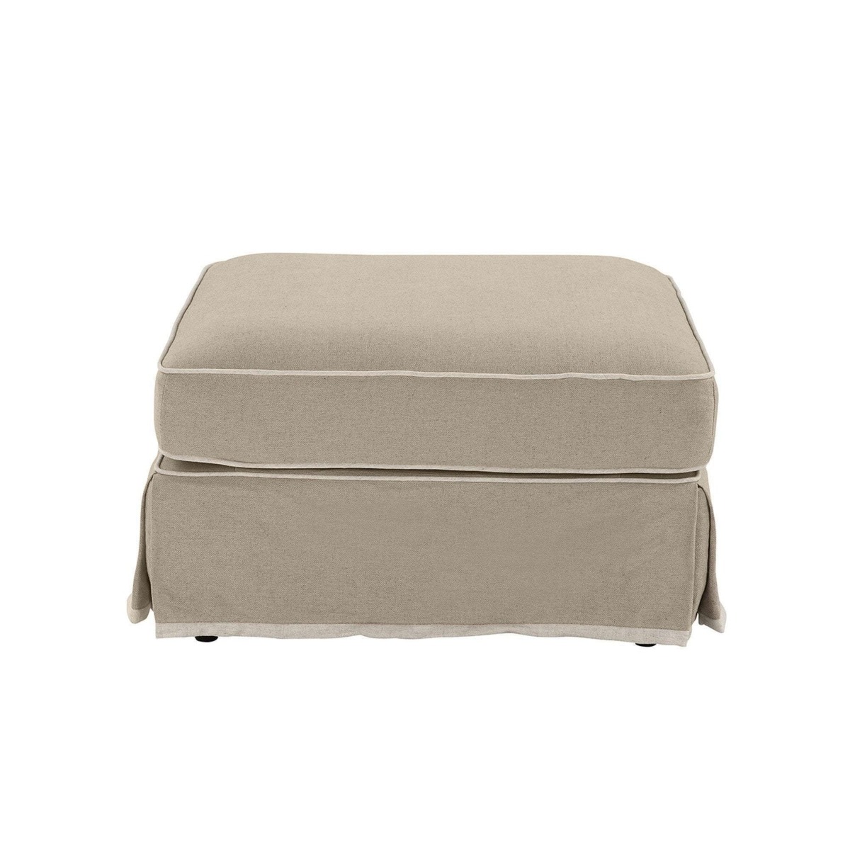 Slip Cover Only - Noosa Hamptons Ottoman Natural W/White Piping, W 83cm D 83cm H 45cm (RRP $299) - Image 6