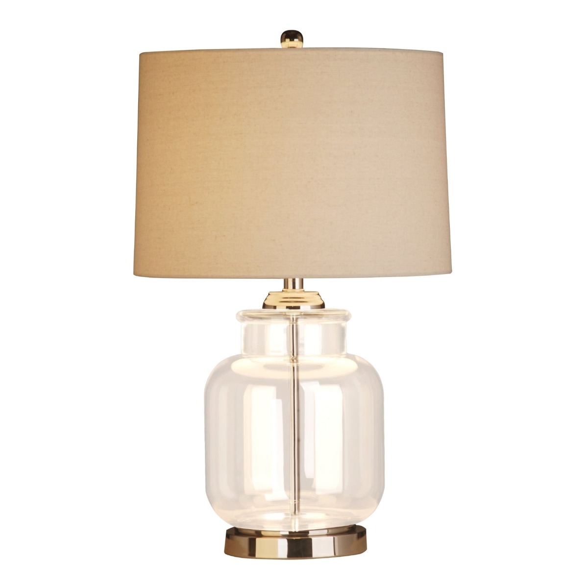 Regency Nickel and Glass Table Lamp with Natural Linen Shade (RRP $249) - Image 4