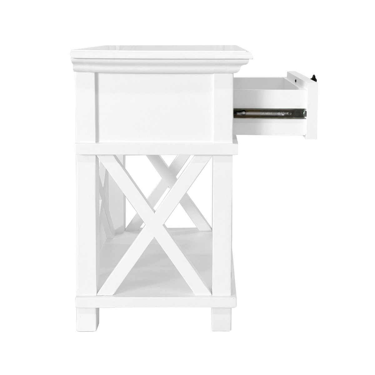 West Beach Hamptons Bedside Table W/Drawer White, W60 cm D60 cm H 65cm (RRP $499) - Image 6