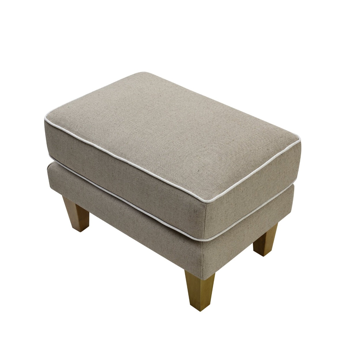 Bondi Hamptons Ottoman Natural W/White Piping, W 60cm D 40cm H 40cm (RRP $499) - Image 4
