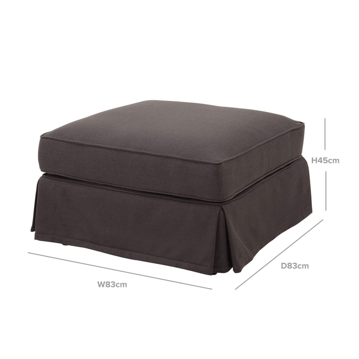 Noosa Hamptons Ottoman Charcoal, W 83cm D 83cm H 45cm (RRP $849) - Image 2