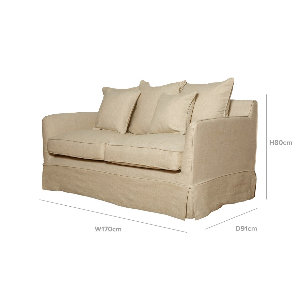 Slip Cover Only - Noosa Hamptons 2 Seat Sofa Beige, W 170cm D 91cm H 80cm (RRP $799) - Image 10