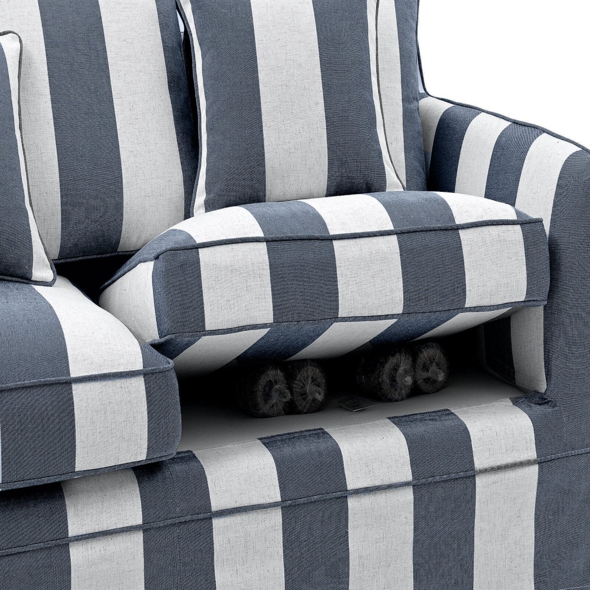 Noosa Hamptons 3 Seat Sofa Denim/Cream Stripe, W 221cm D 91cm H 80cm (RRP $3299) - Image 4