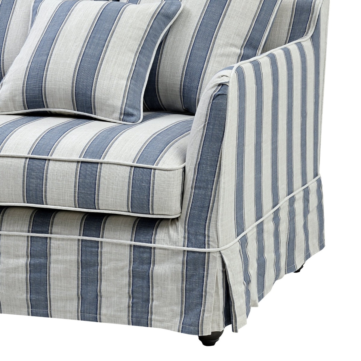 Noosa Hamptons 3 Seat Sofa Blue Sky Stripe, W 221cm D 91cm H 80cm (RRP $3299) - Image 5
