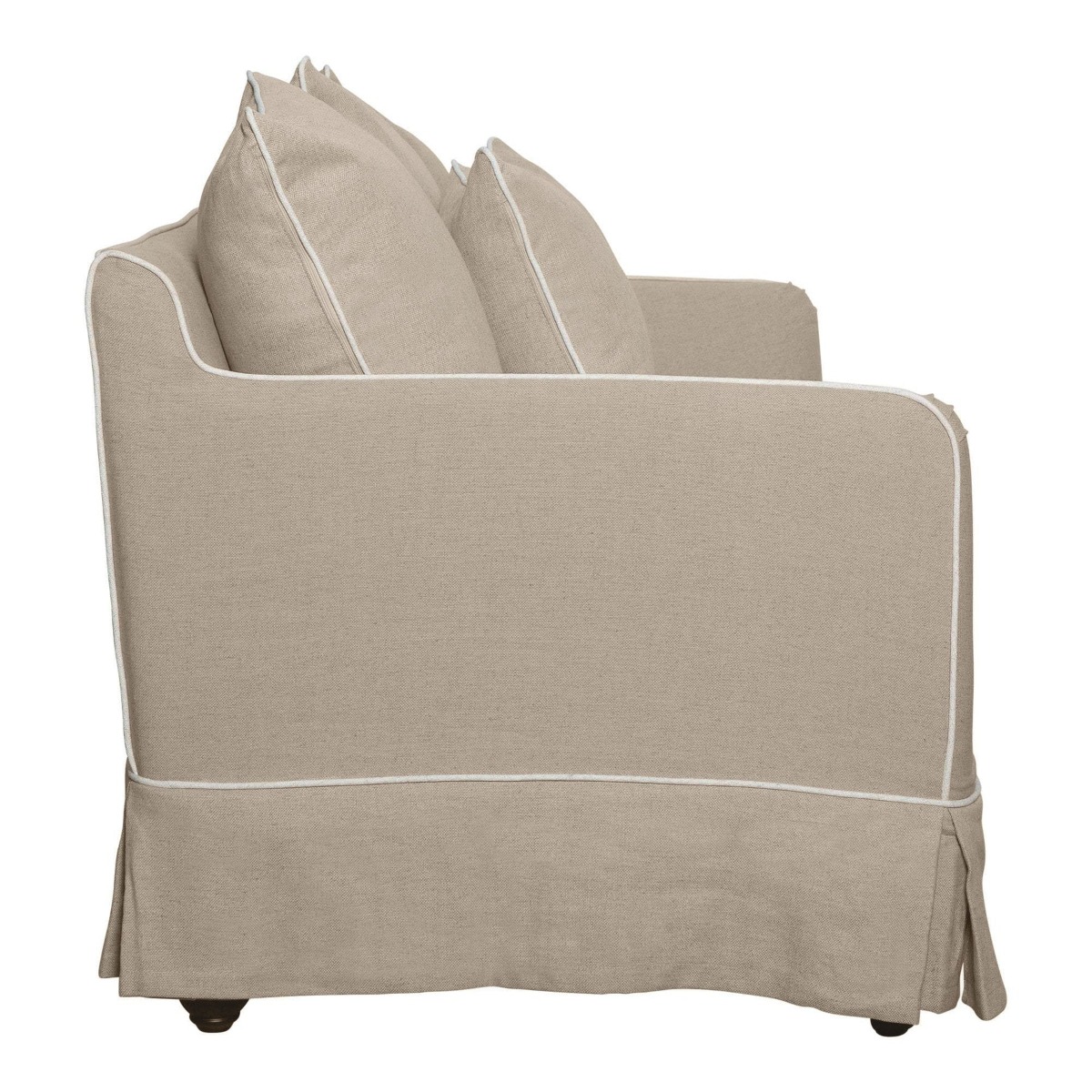 Slip Cover Only - Noosa Hamptons 2 Seat Sofa Natural W/White Piping, W 170cm D 91cm H 80cm (RRP $799) - Image 8