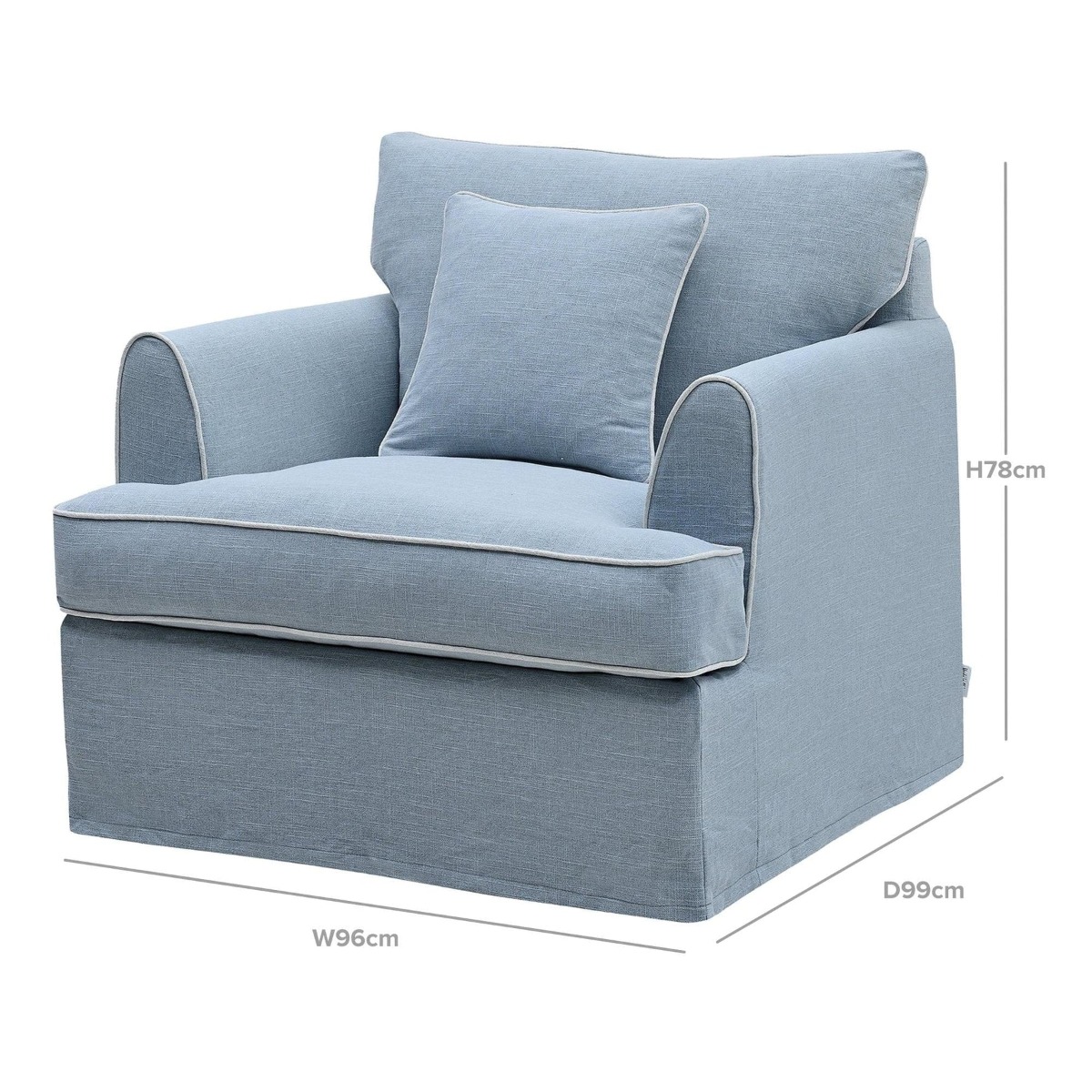 Slip Cover Only - Byron Hamptons Armchair Beach, W 99cm D 96cm H 78cm (RRP $699) - Image 10