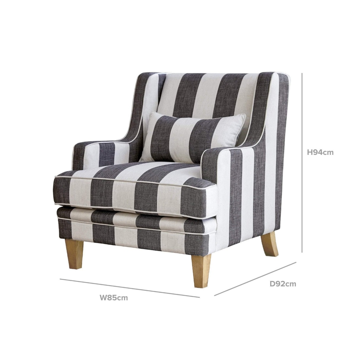 Bondi Hamptons Armchair Grey / Cream, W 92cm D 85cm H 94cm (RRP $1499) - Image 4