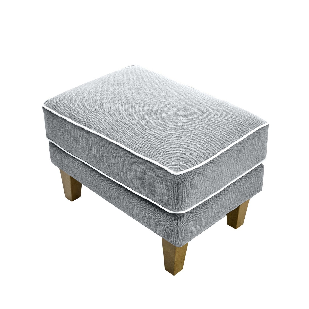Bondi Hamptons Ottoman Grey W/White Piping, W 60cm D 40cm H 40cm (RRP $499) - Image 3