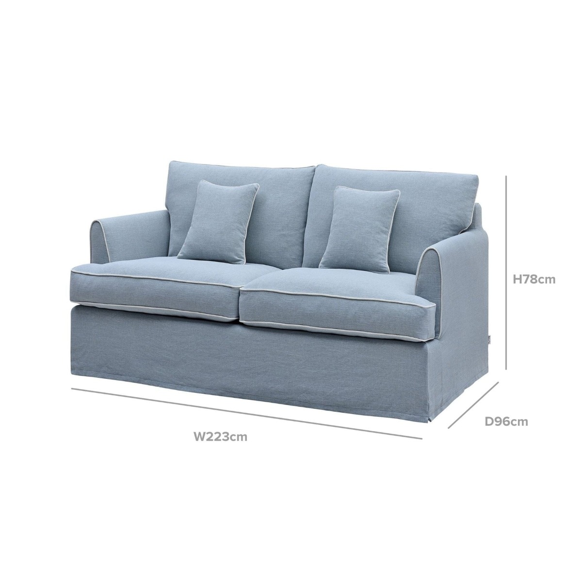 Slip Cover Only - Byron Hamptons 3 Seat Sofa Beach, W 223cm D 96cm H 78cm (RRP $999) - Image 12