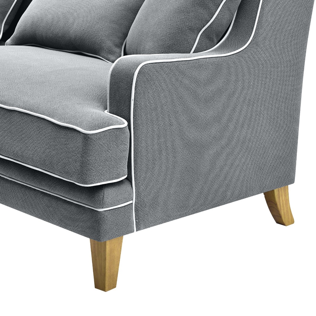 Bondi Hamptons 3 Seat Sofa Grey/White Piping, W 215cm D 95cm H 94cm (RRP $2499) - Image 5