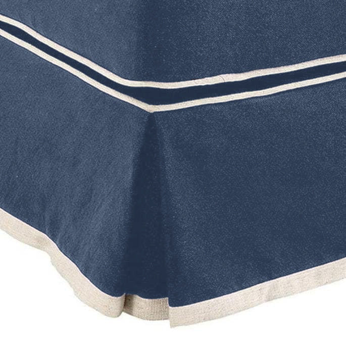 Slip Cover Only - Noosa Hamptons Ottoman Navy W/White Piping, W 83cm D 83cm H 45cm (RRP $299) - Image 2