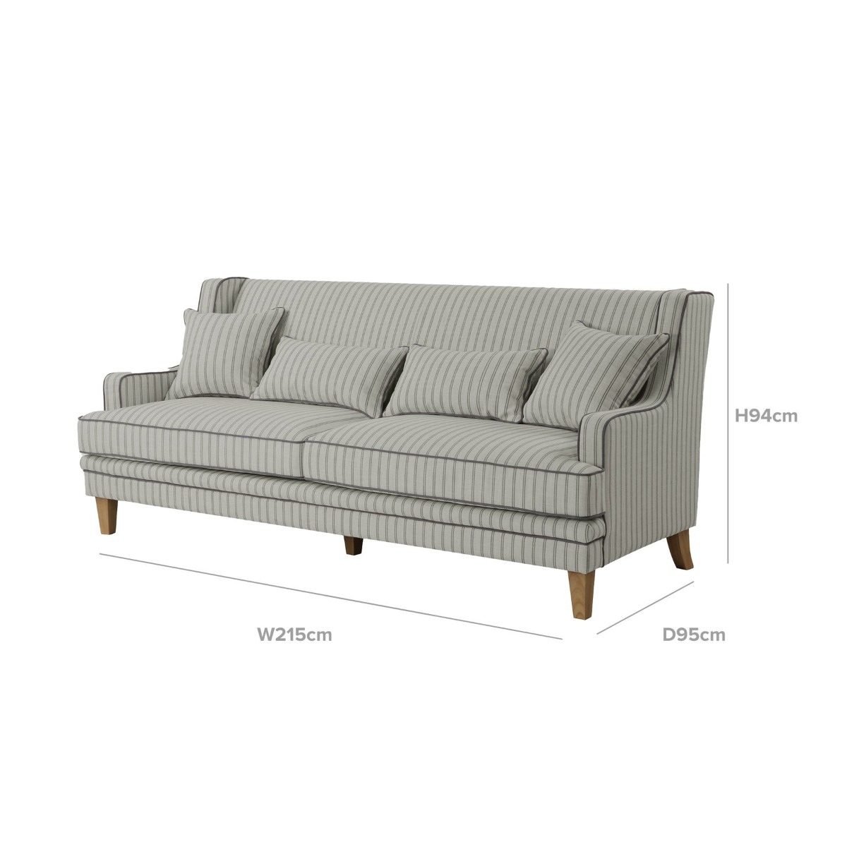 Bondi Hamptons 3 Seat Sofa Blue/White Pin Stripe, W 215cm D 95cm H 94cm (RRP $2499) - Image 11