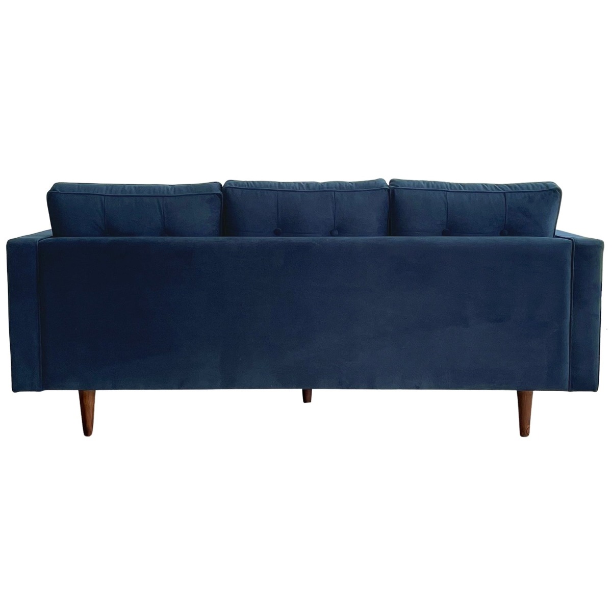 Evie Button Tuffed 3 Seat Sofa Navy Blue Velvet W/ Bolster Cushions, W 205cm D 98cm H 82cm (RRP $2899) - Image 7