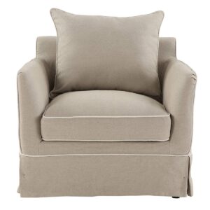 Noosa Hamptons Armchair Natural with White Piping, W 91cm D 90cm H 80cm (RRP $1699)