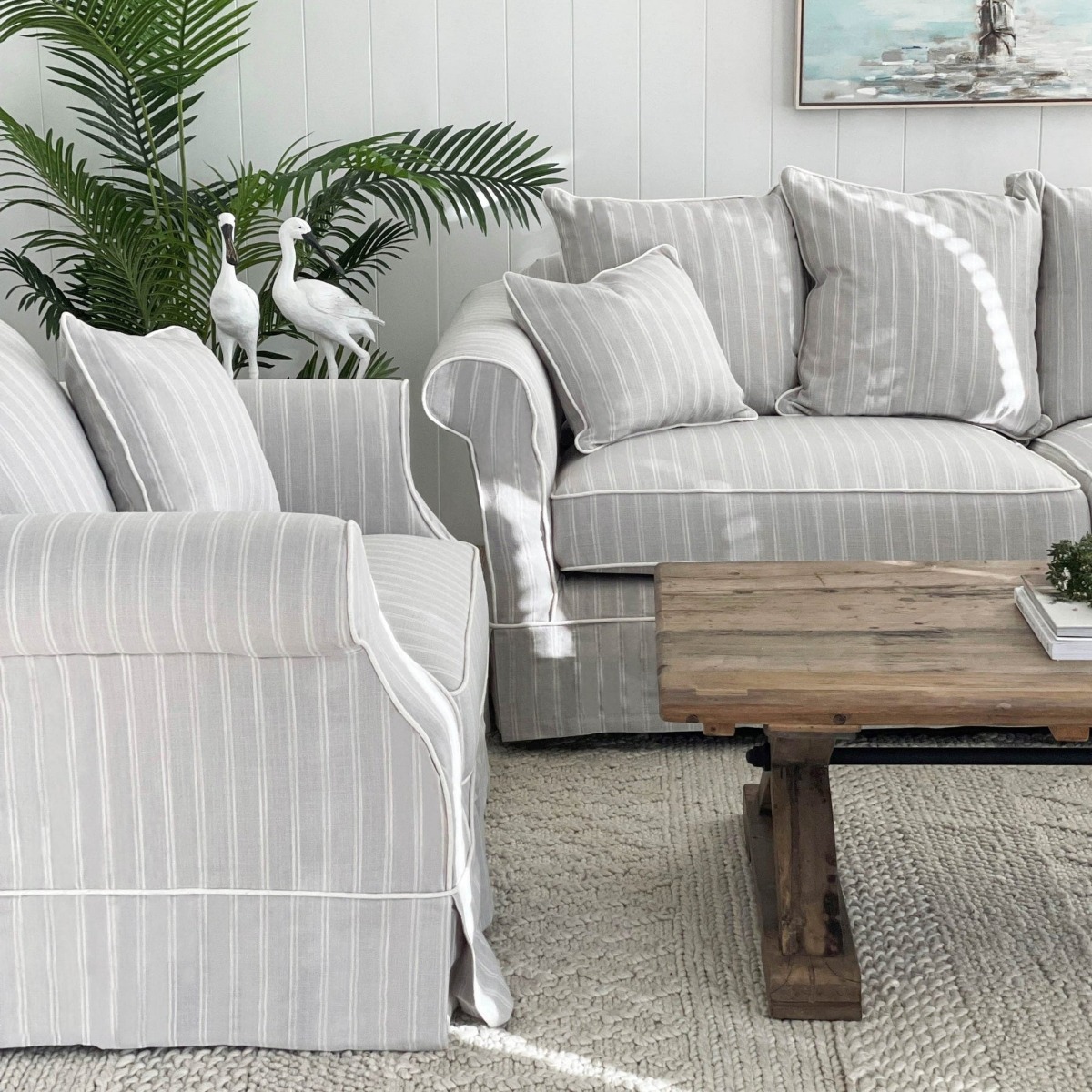 Avalon Hamptons Armchair Cloud Stripe, W 109cm D 96cm H 81cm (RRP $1849) - Image 11