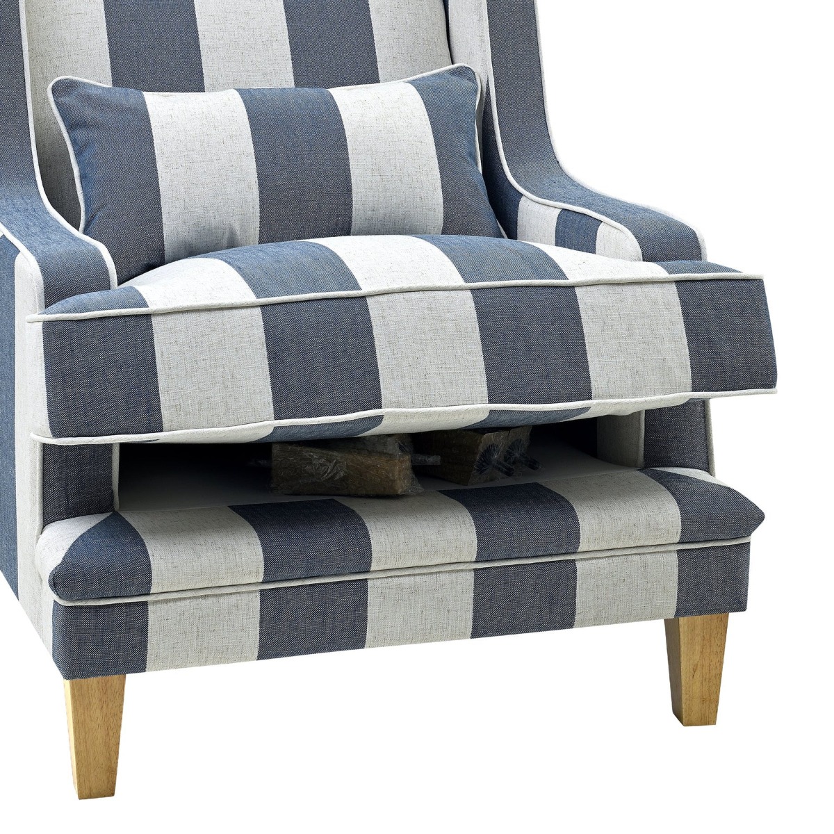 Bondi Hamptons Armchair Denim / Cream, W 92cm D 85cm H 94cm (RRP $1499) - Image 4
