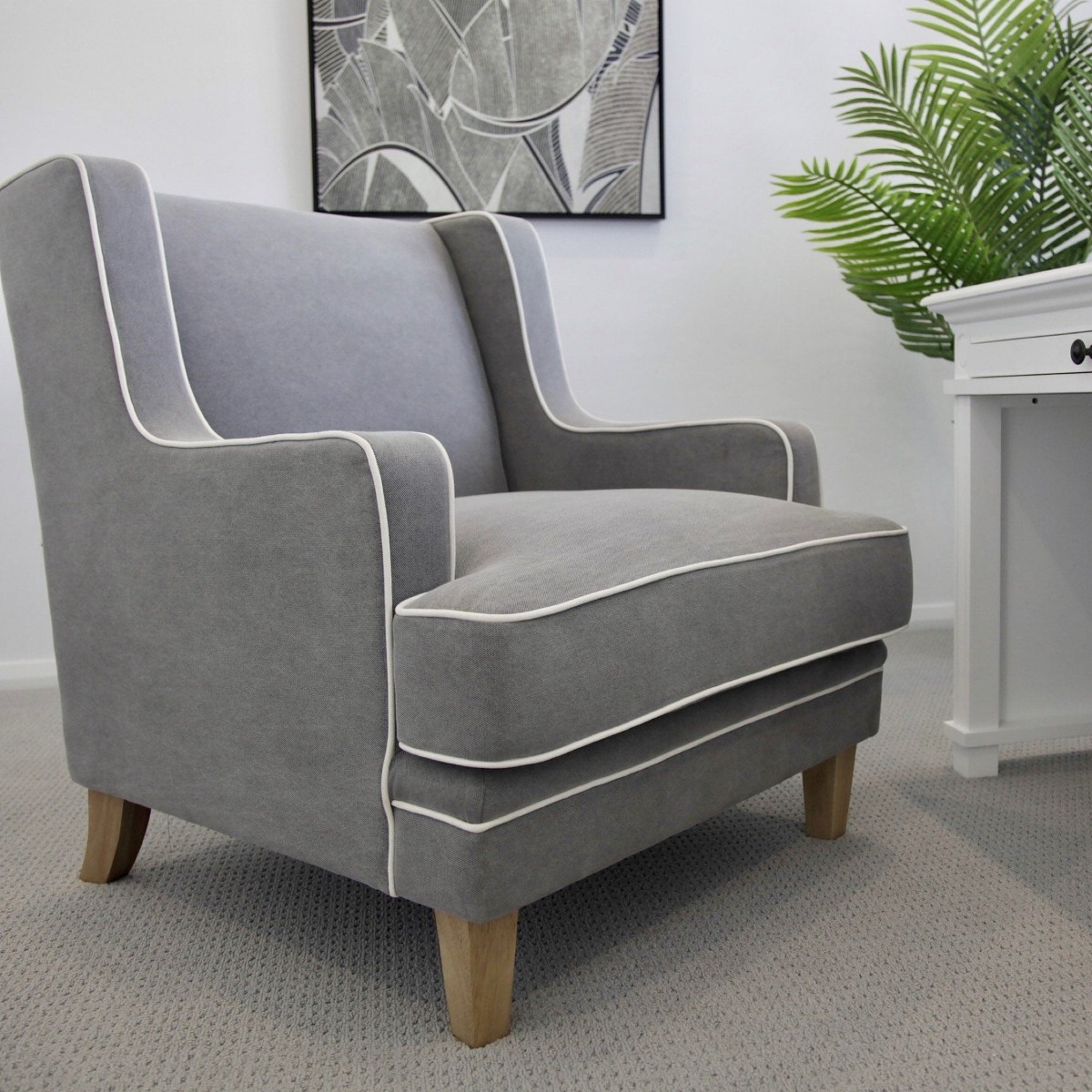 Bondi Hamptons Armchair Grey, W 92cm D 85cm H 94cm (RRP $1499) - Image 11