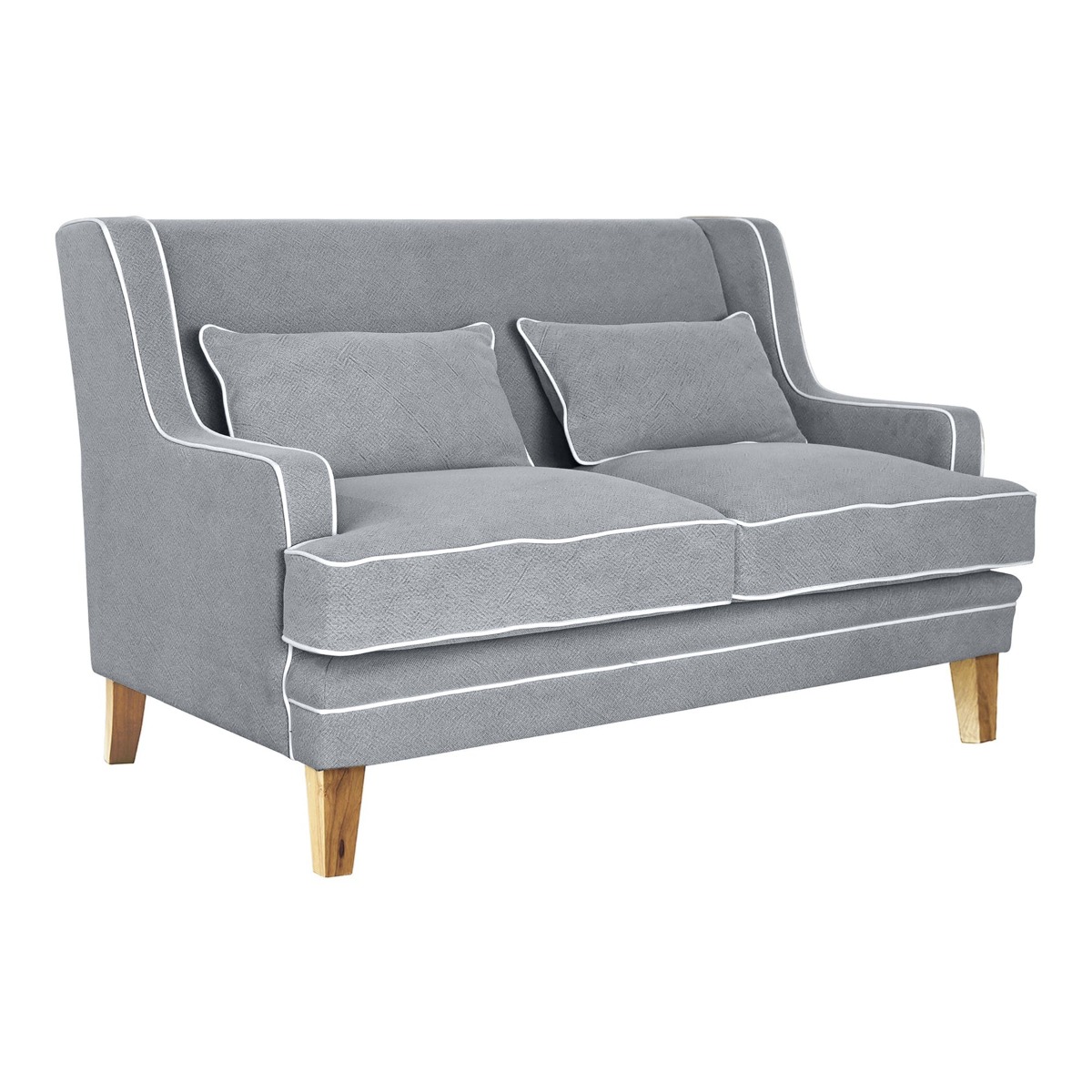 Bondi Hamptons 2 Seat Sofa Grey W/White Piping, W 155cm D 92cm H 94cm (RRP $1999) - Image 2