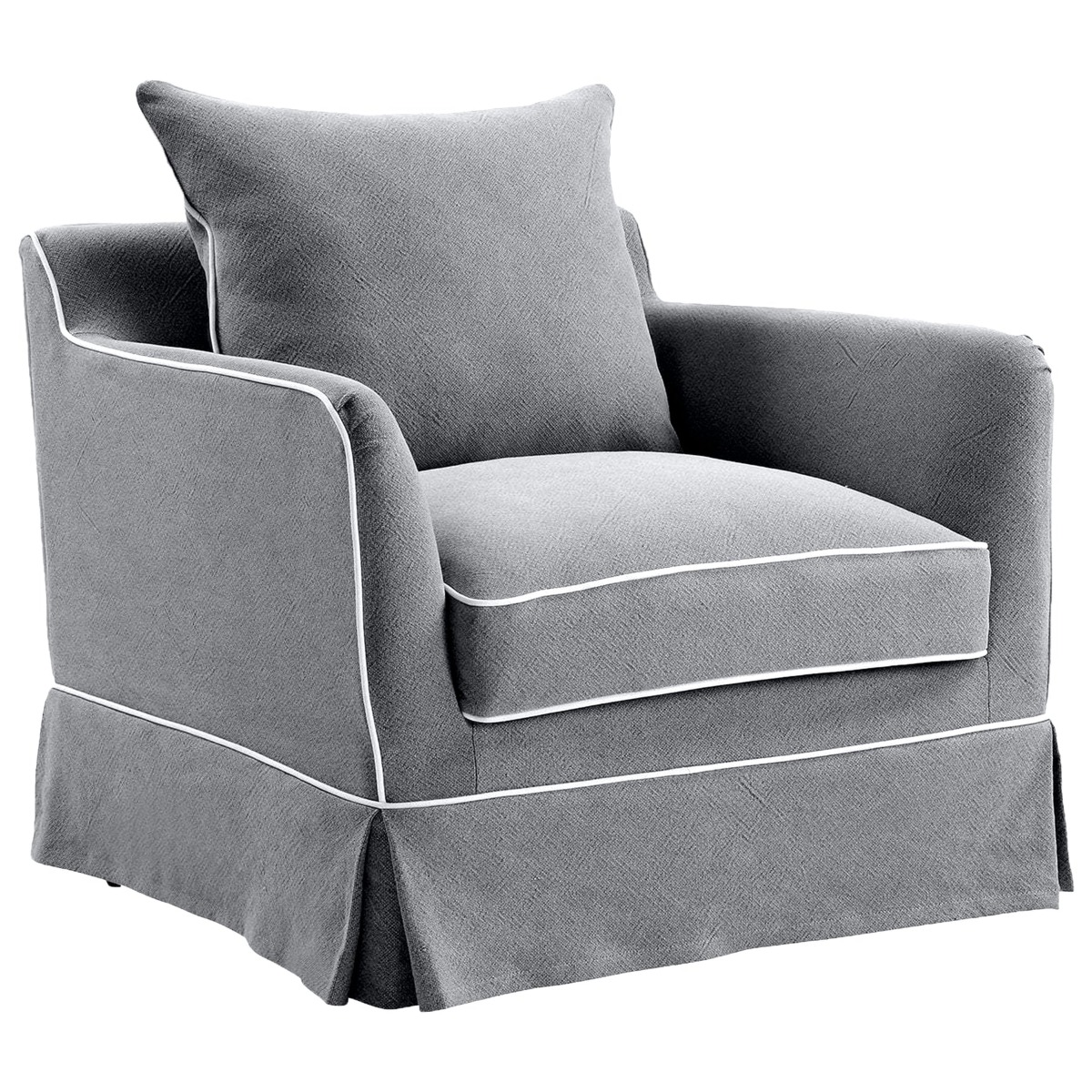 Noosa Hamptons Armchair Grey with White Piping, W 91cm D 90cm H 80cm (RRP $1699) - Image 9