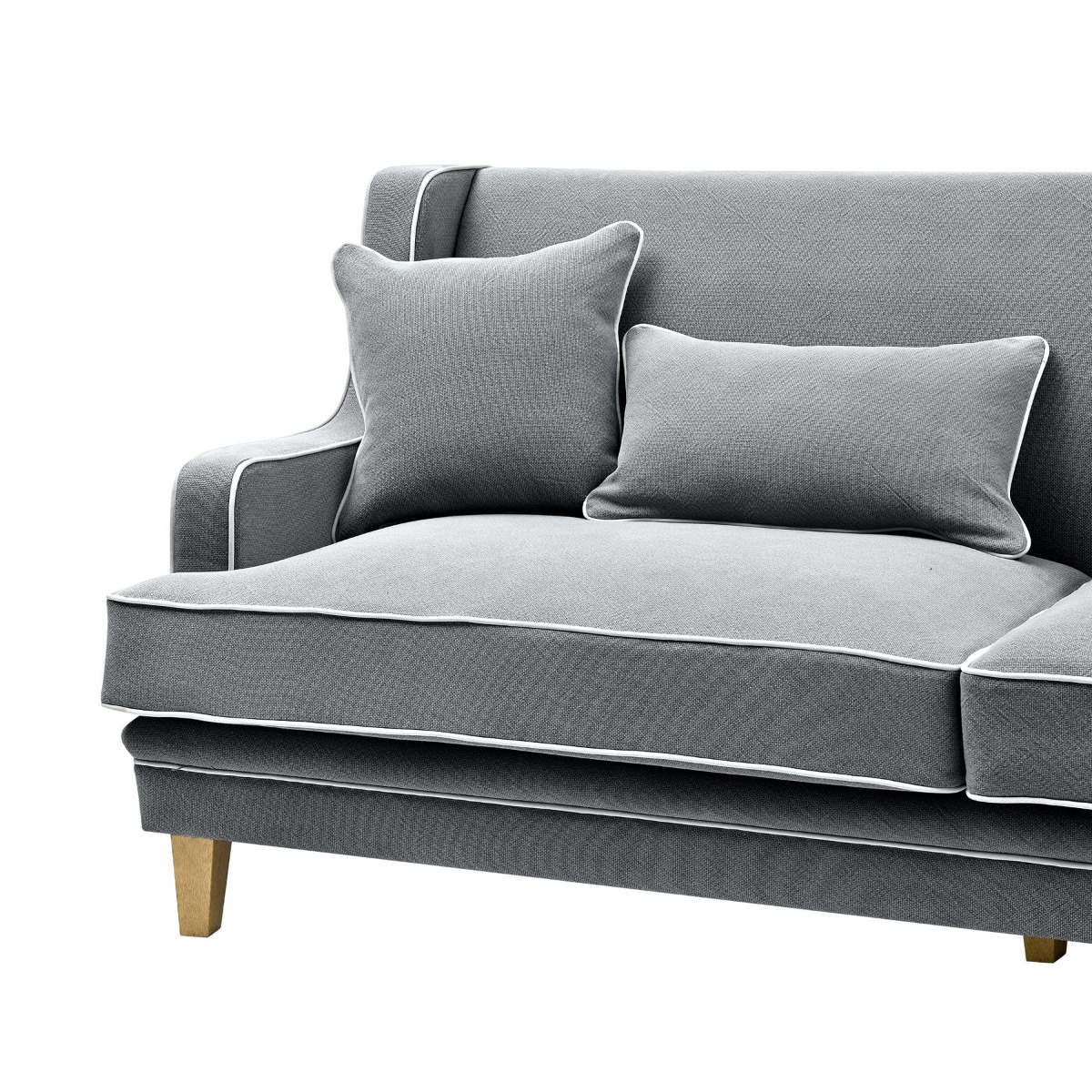 Bondi Hamptons 3 Seat Sofa Grey/White Piping, W 215cm D 95cm H 94cm (RRP $2499) - Image 7