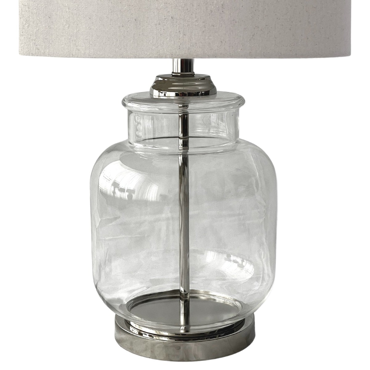 Regency Nickel and Glass Table Lamp with Natural Linen Shade (RRP $249) - Image 5