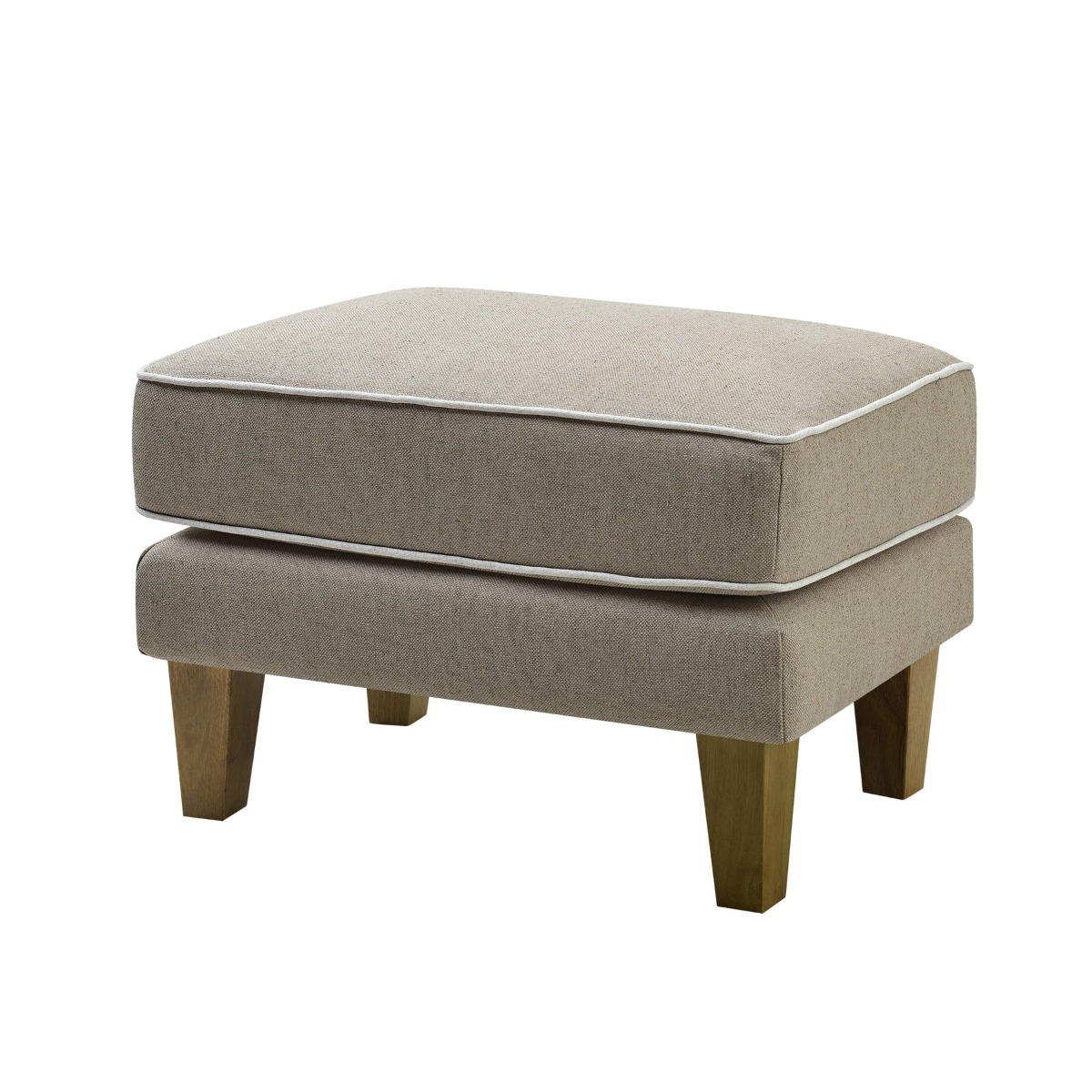 Bondi Hamptons Ottoman Natural W/White Piping, W 60cm D 40cm H 40cm (RRP $499) - Image 2