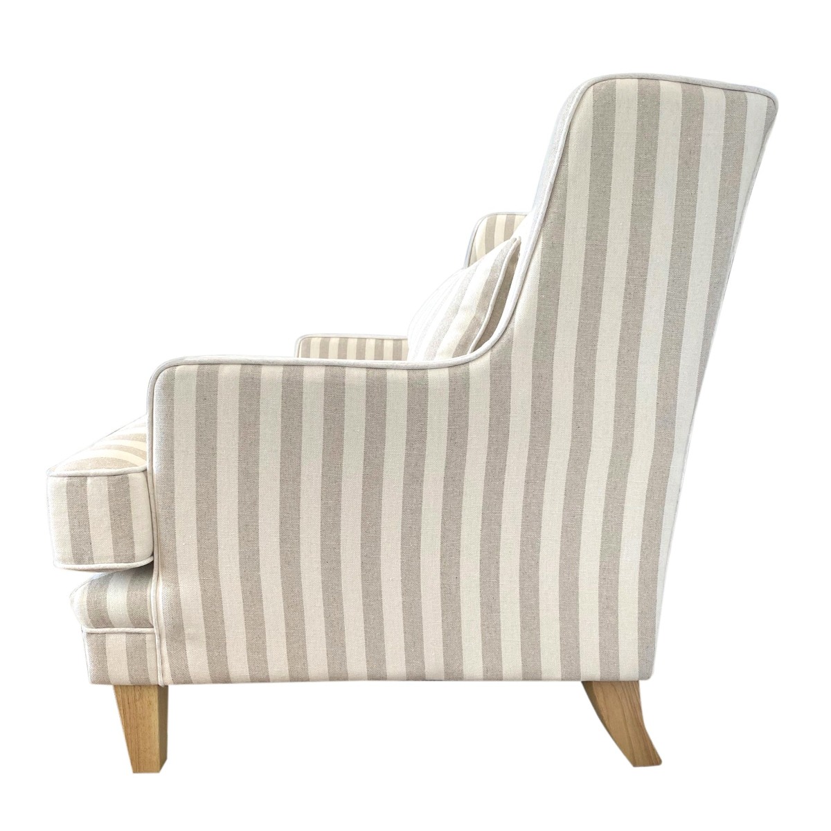 Bondi Hamptons 2 Seat Sofa Natural Stripe W/White Piping, W 155cm D 92cm H 94cm (RRP $1999) - Image 4