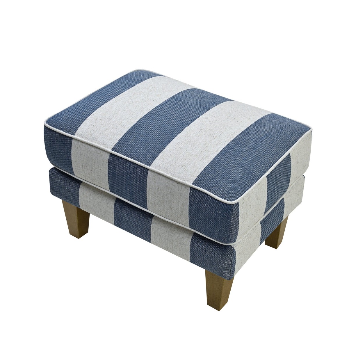 Bondi Hamptons Ottoman Denim/Cream Stripe, W 60cm D 40cm H 40cm (RRP $499) - Image 3