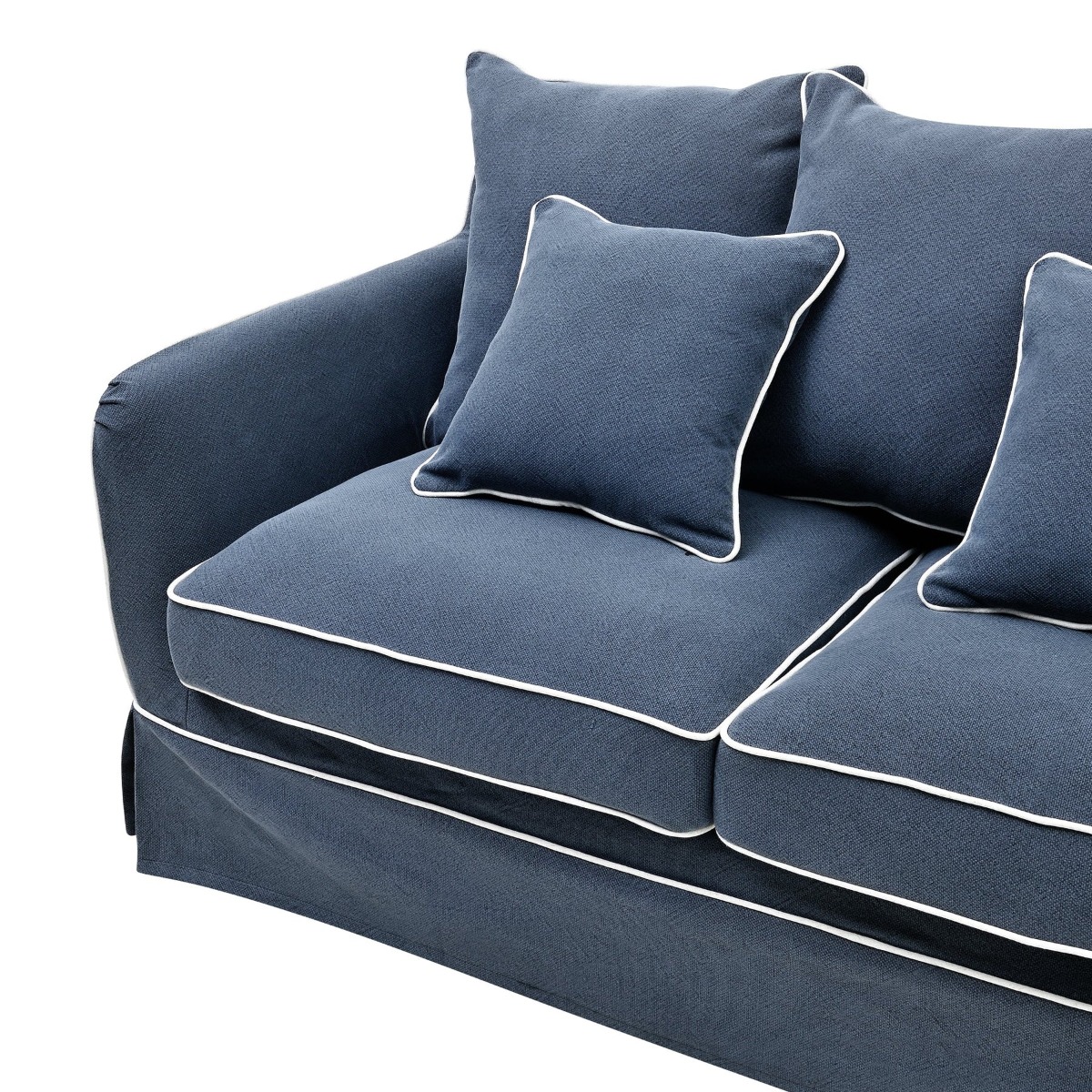 Slip Cover Only - Noosa Hamptons 2 Seat Sofa Navy W/White Piping, W 170cm D 91cm H 80cm (RRP $799) - Image 7