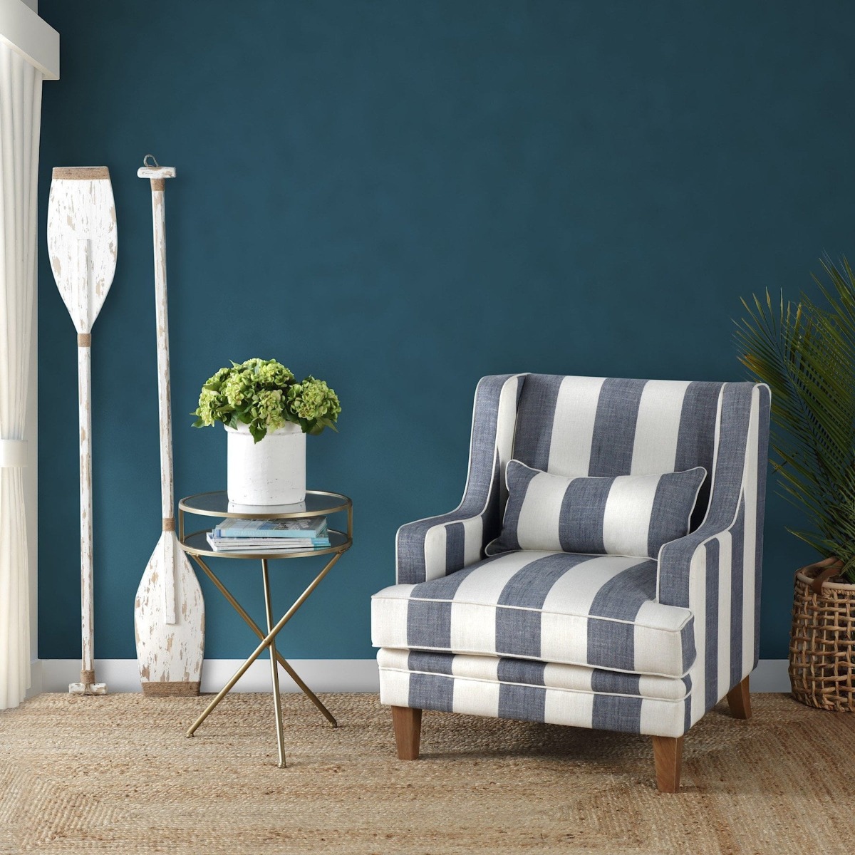 Bondi Hamptons Armchair Denim / Cream, W 92cm D 85cm H 94cm (RRP $1499) - Image 8