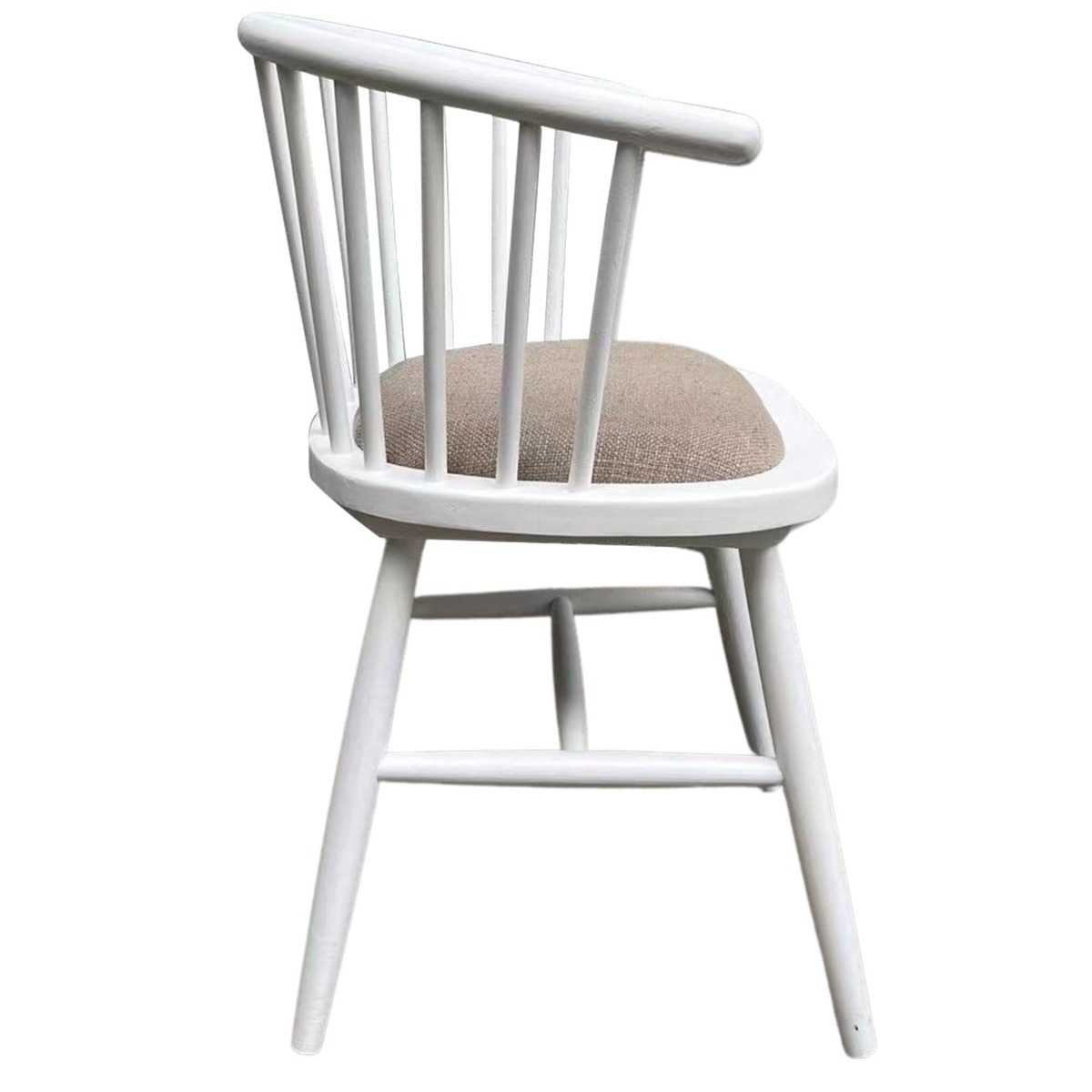 Round Curved Strip Back Elm Wood Dining Chair White Light Grey, W 56cm D 50cm H 80cm (RRP $369) - Image 5