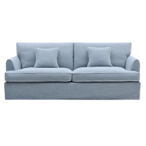 Byron Hamptons 3 Seat Sofa Beach with White Piping, W 223cm D 96cm H 78cm (RRP $3299)