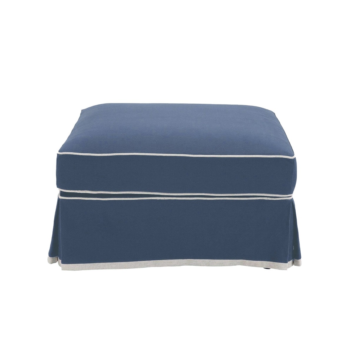 Slip Cover Only - Noosa Hamptons Ottoman Navy W/White Piping, W 83cm D 83cm H 45cm (RRP $299) - Image 6