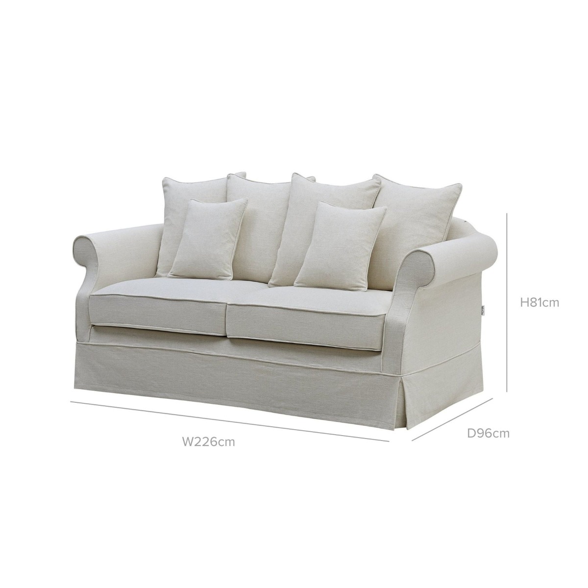 Avalon Hamptons 3 Seat Sofa Ivory, W 226cm D 96cm H 81cm (RRP $3299) - Image 10