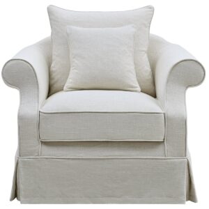 Avalon Hamptons Armchair Ivory, W 109cm D 96cm H 81cm (RRP $1899)