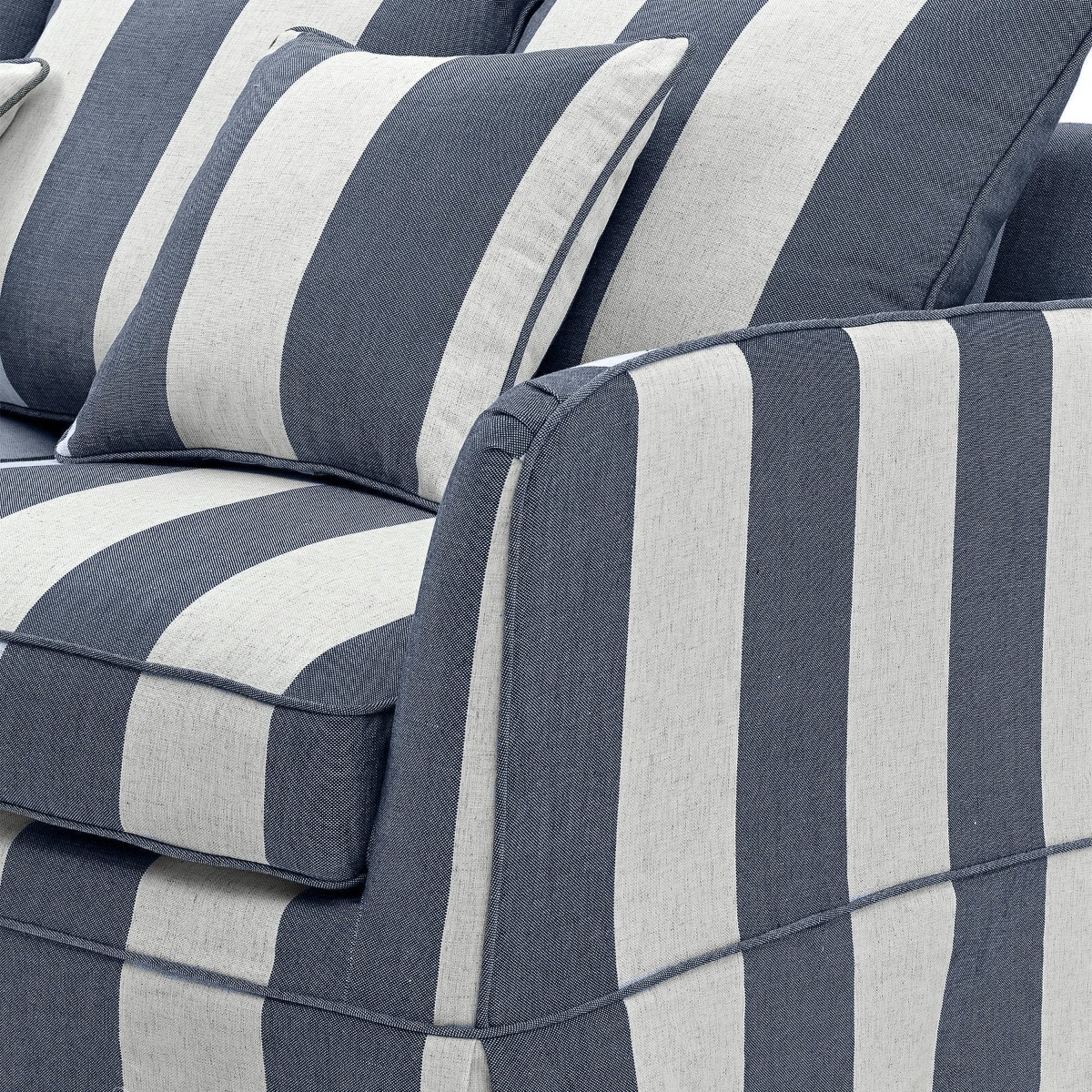 Noosa Hamptons 2 Seat Sofa Denim/Cream Stripe, W 170cm D 91cm H 80cm (RRP $2279) - Image 7