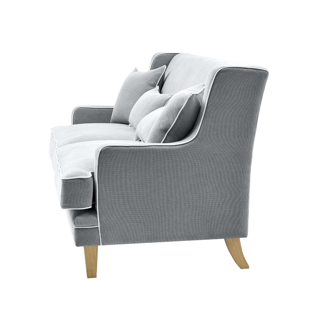 Bondi Hamptons 3 Seat Sofa Grey/White Piping, W 215cm D 95cm H 94cm (RRP $2499) - Image 9