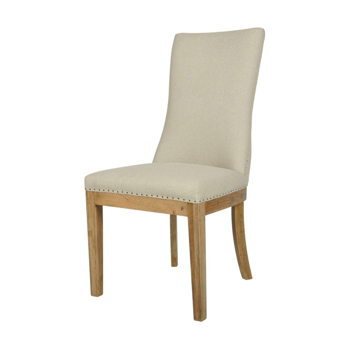 Oakwood Hamptons Linen Dining Chair Natural W/ Studs, W 52cm D 64cm H 101cm (RRP $499) - Image 2