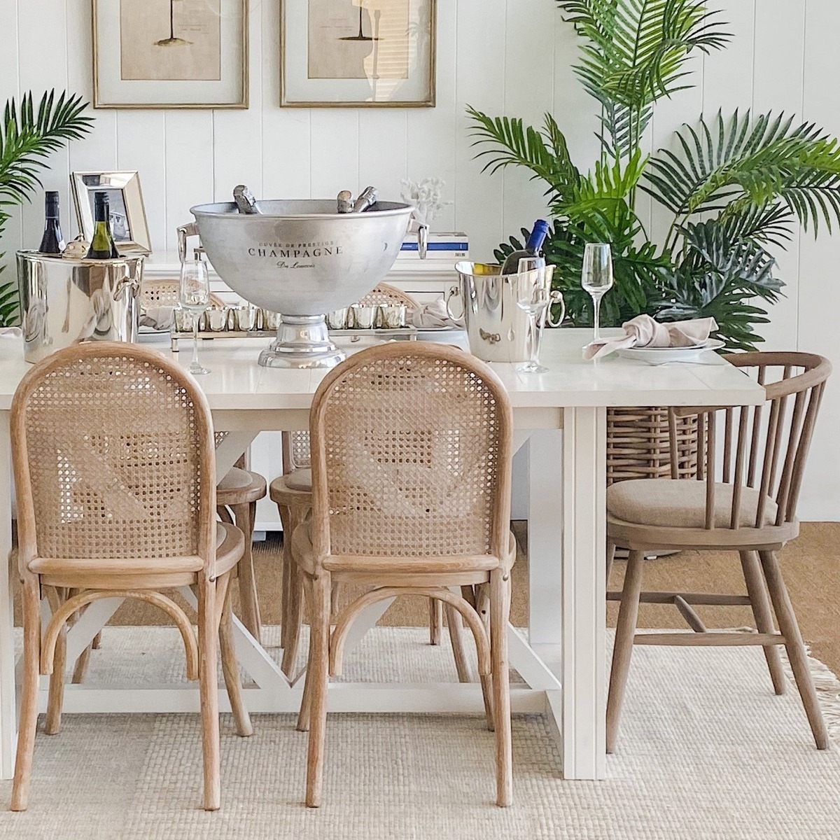 Round Curved Strip Back Elm Wood Dining Chair Natural, W 52cm D 52cm H 81cm (RRP $339) - Image 2