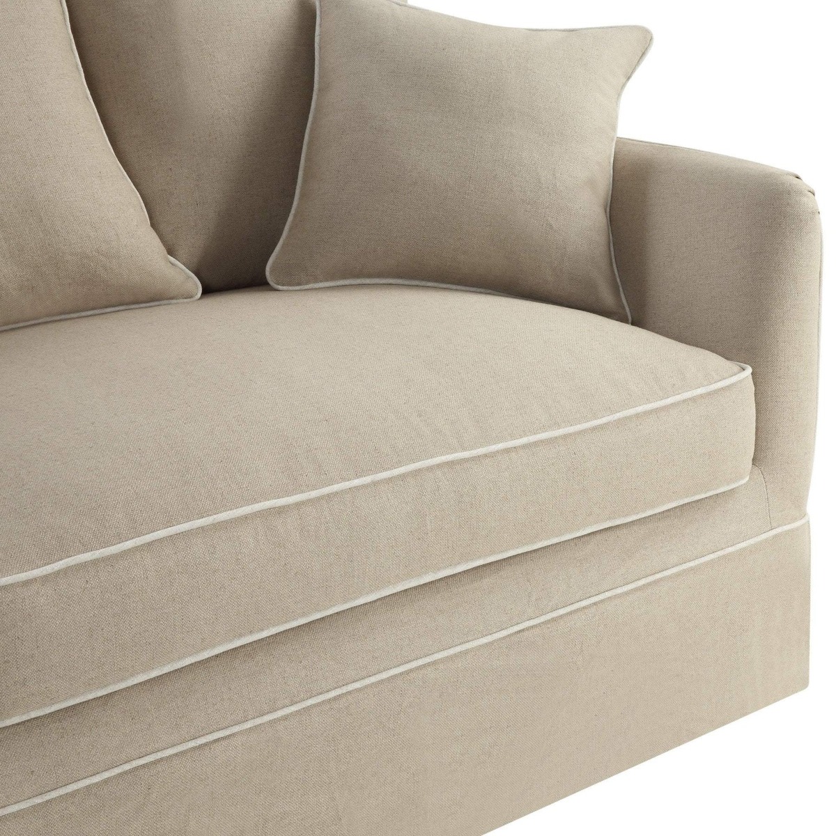 Noosa Hamptons 3 Seat Queen Sofa Bed Natural W/White Piping, W 221cm D 91cm H 80cm (RRP $4279) - Image 7