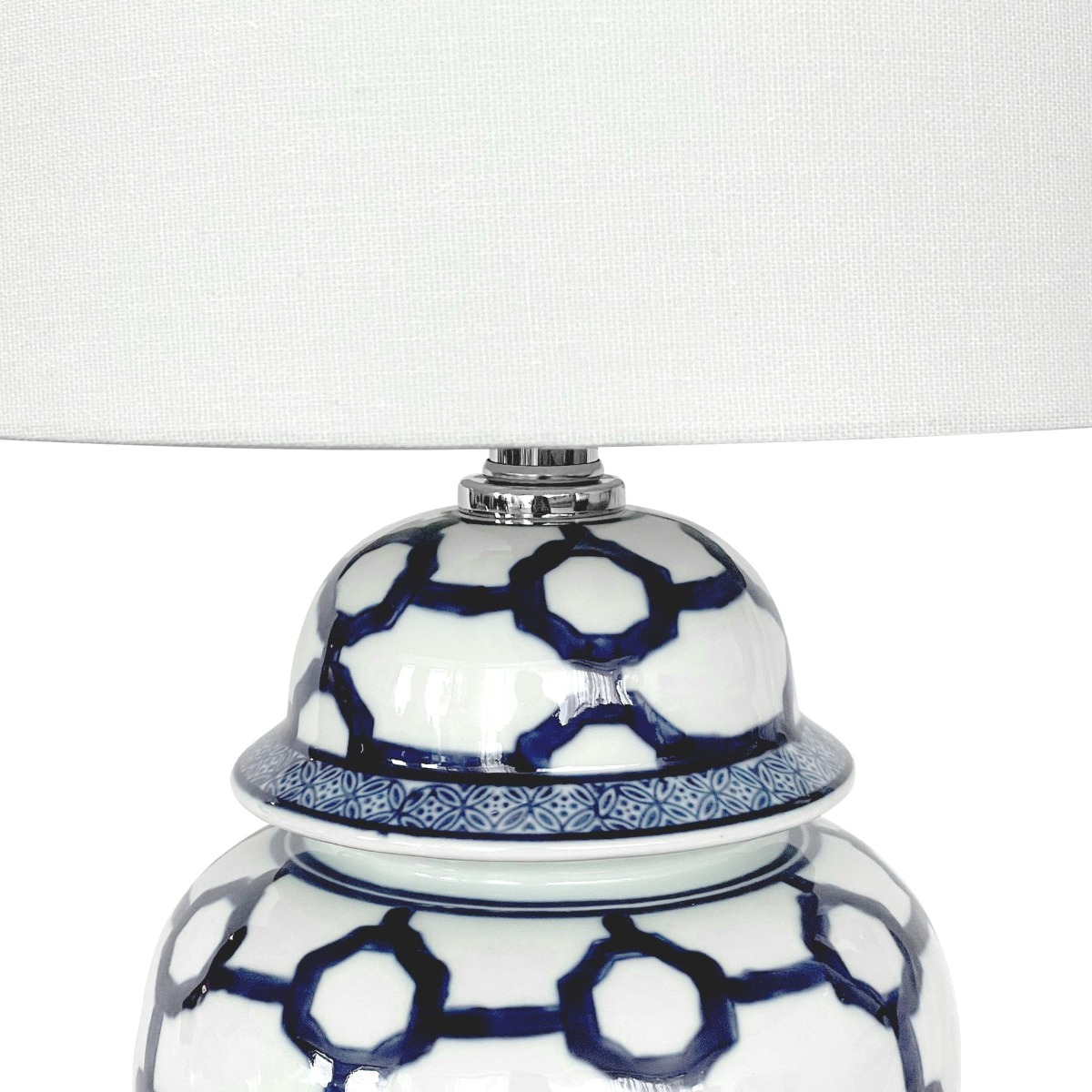 Lucca Small Blue & White Jar Shaped Lamp W/ Shade - Lamp Base & Shade (RRP $399) - Image 6