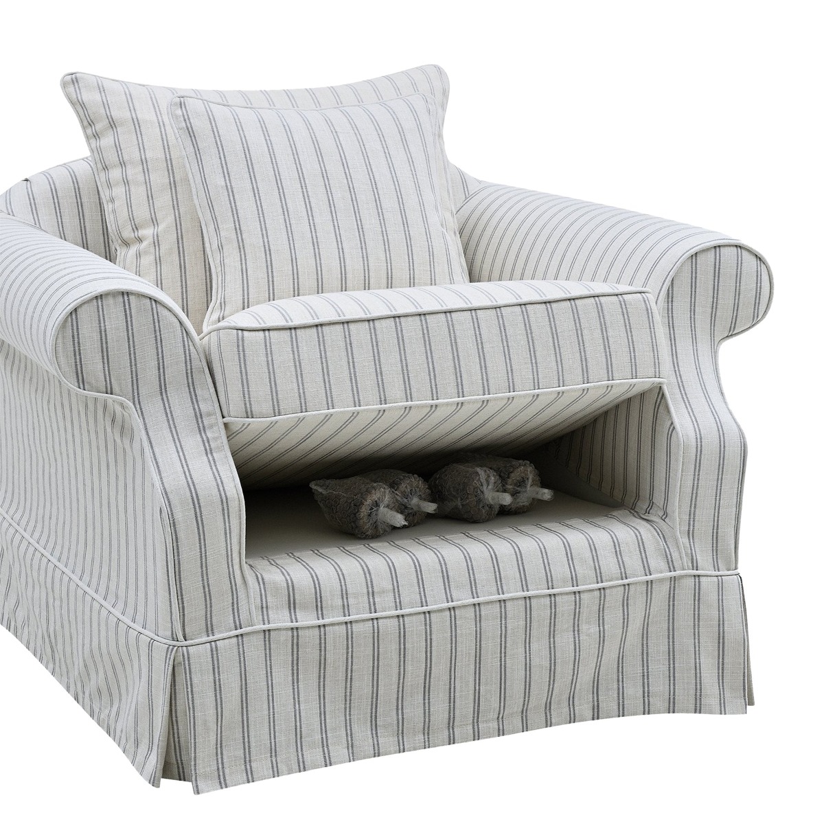 Avalon Hamptons Armchair Stone Stripe, W 109cm D 96cm H 81cm (RRP $1899) - Image 5