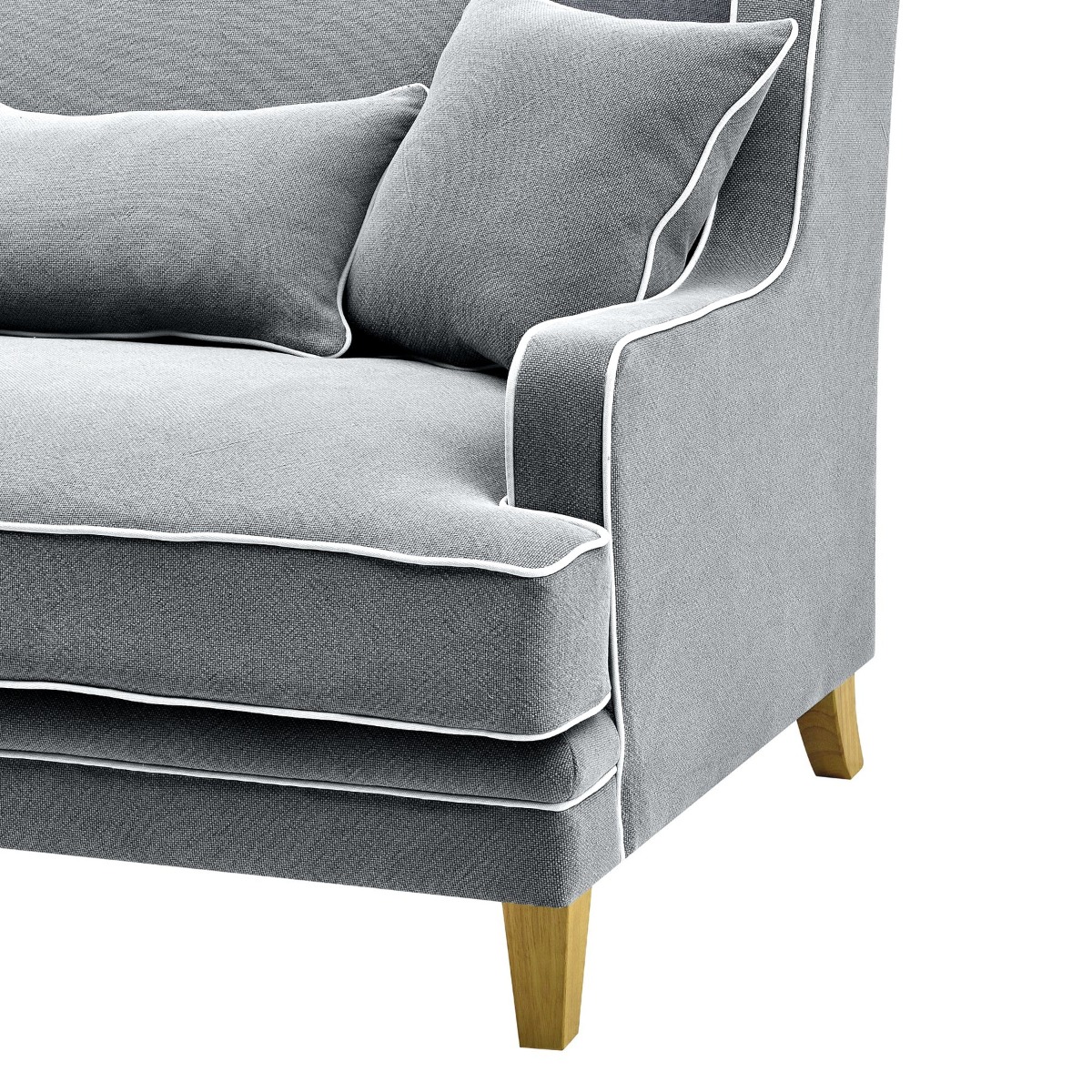 Bondi Hamptons 3 Seat Sofa Grey/White Piping, W 215cm D 95cm H 94cm (RRP $2499) - Image 6