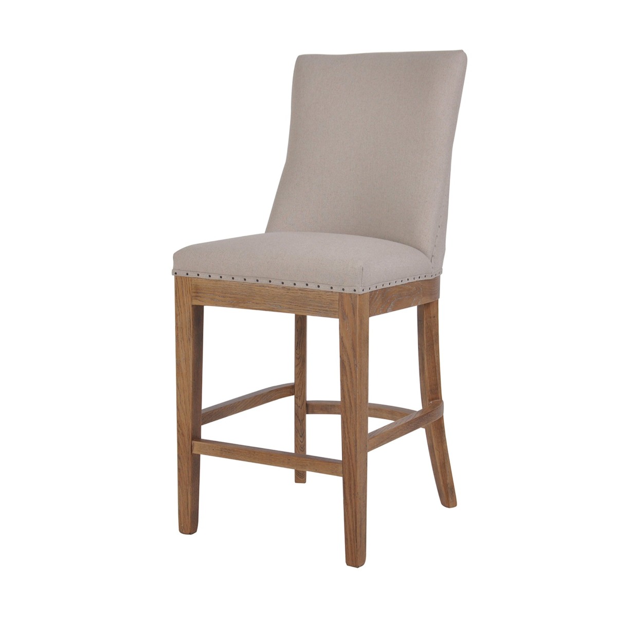 Oakwood Hamptons Counter Chair Natural W/ Studs, D 58cm W 46cm H 103cm (RRP $599) - Image 3