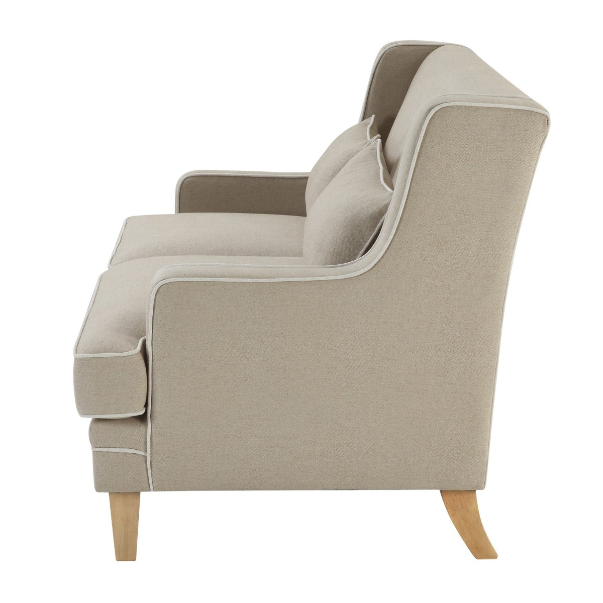 Bondi Hamptons 2 Seat Sofa Natural W/White Piping, W 155cm D 92cm H 94cm (RRP $1999) - Image 3