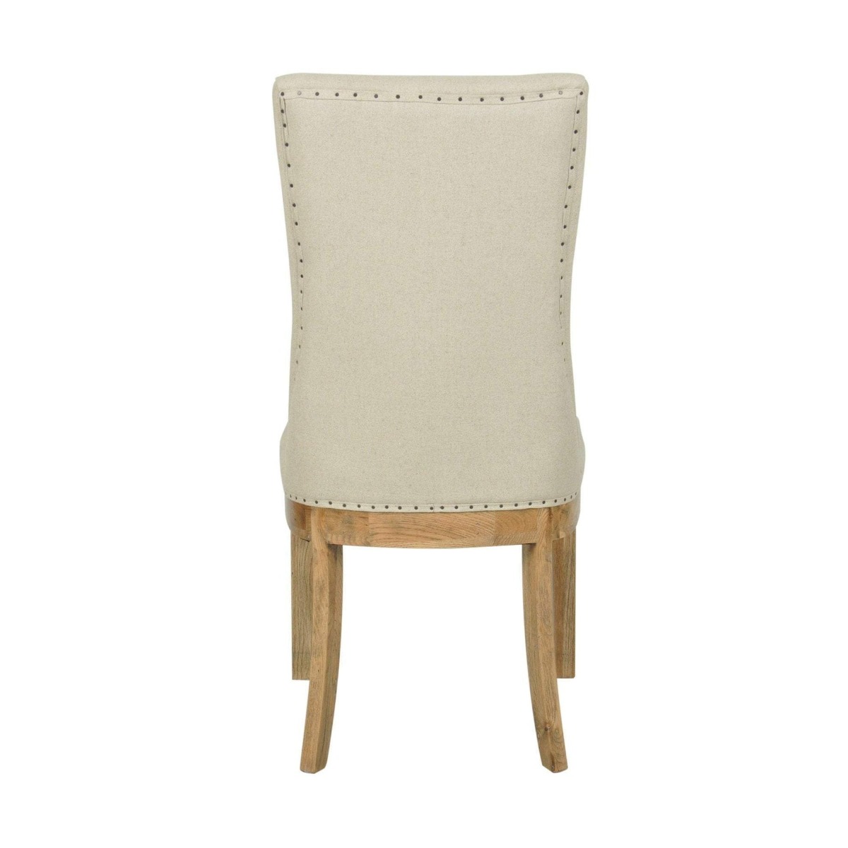 Oakwood Hamptons Linen Dining Chair Natural W/ Studs, W 52cm D 64cm H 101cm (RRP $499) - Image 3