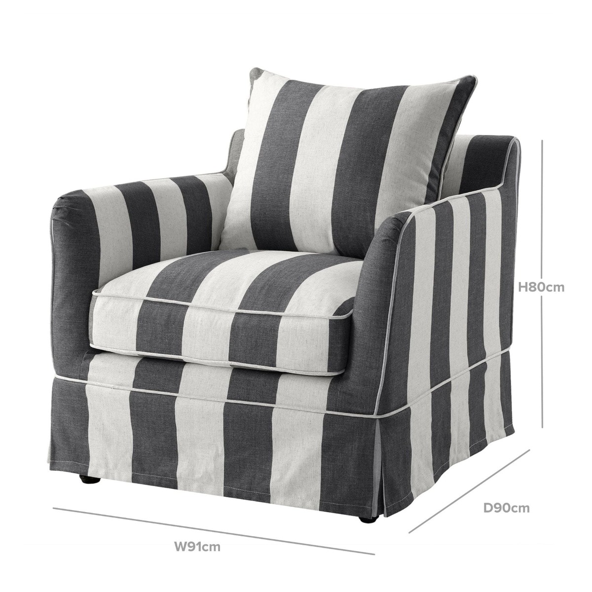 Noosa Hamptons Armchair Grey / Cream, W 91cm D 90cm H 80cm (RRP $1699) - Image 10